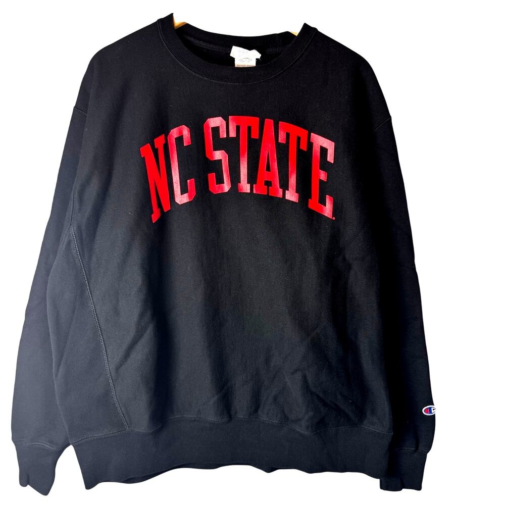 Vintage Champion Reverse Weave Sweatshirt Crewneck NC State XL Black 90s College